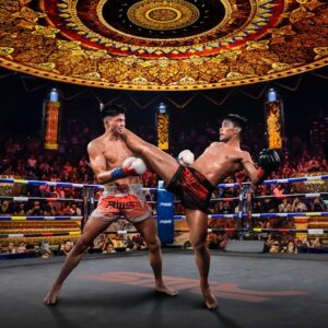 muay thai (boxing) match at rajadamnern stadium